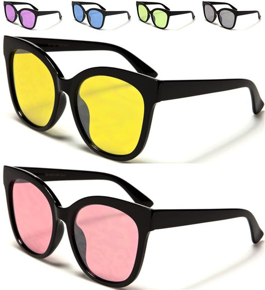 Coloured Clear Lens Geek Large Cat Eye Sunglasses for women Eyedentification 11020