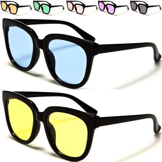 Designer Clear Coloured Lens Round Cat Eye Sunglasses for Women Eyedentification 11023