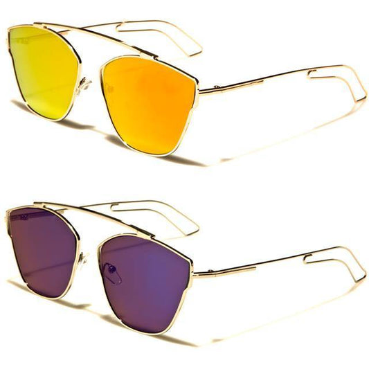 Women's Eyedentification Flat Mirrored Lens Cat Eye Sunglasses Eyedentification 12029