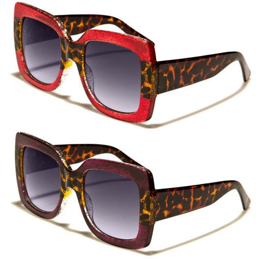 Women's Square Oversized Leopard Print Butterfly Sunglasses Giselle 22165