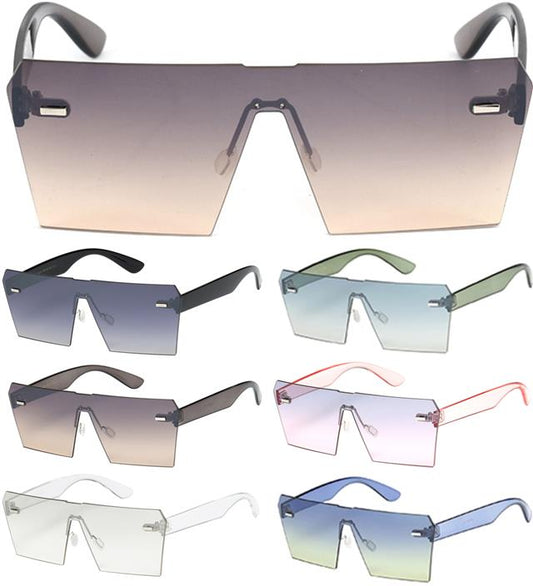 Rimless Flat Lens Womens Shield Sunglasses Giselle 22194