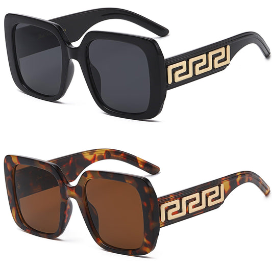 Small Thick Frames Greek Pattern Retro Butterfly Sunglasses Giselle 22446GSL