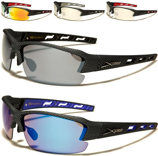 Sports Semi-Rimless Wrap Around Sunglasses Great for Running x-loop 2524