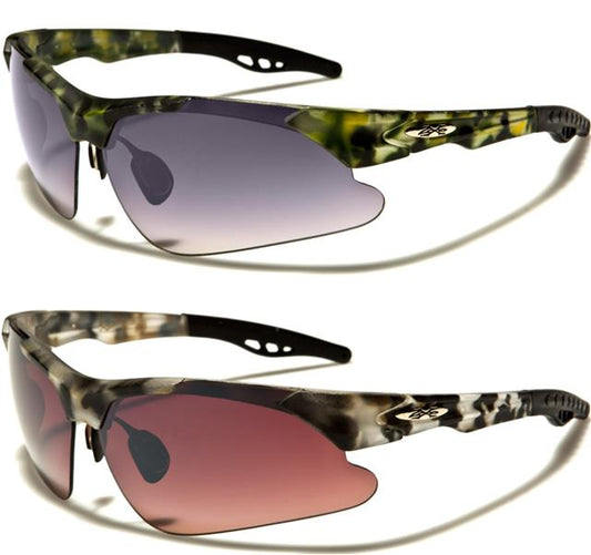 X-Loop Semi-Rimless Camo Sports Wrap Around sunglasses x-loop 3607