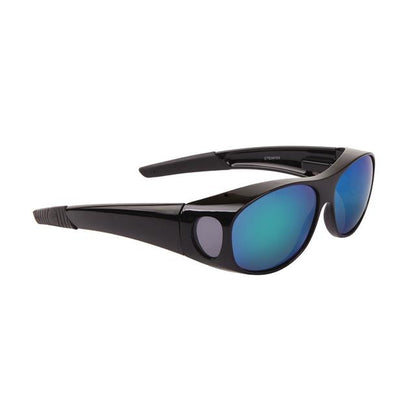 Designer Mirrored Cover Fit Over Glasses Sunglasses Black/Green & Blue Mirror Lens Unbranded 36723-2