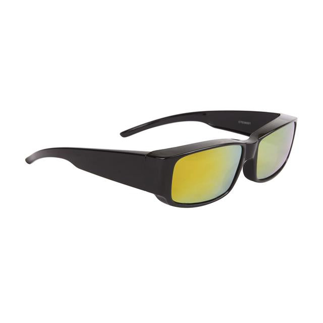 Unisex Mirrored Polarized Cover Over fit over OTG glasses sunglasses. Black Orange Mirror Lens Unbranded 36921-3