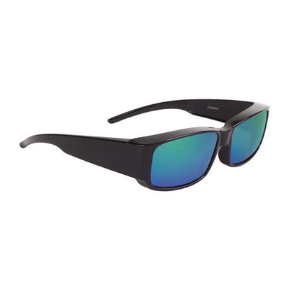 Unisex Mirrored Polarized Cover Over fit over OTG glasses sunglasses. Black Green & Blue Mirror Lens Unbranded 36921-4