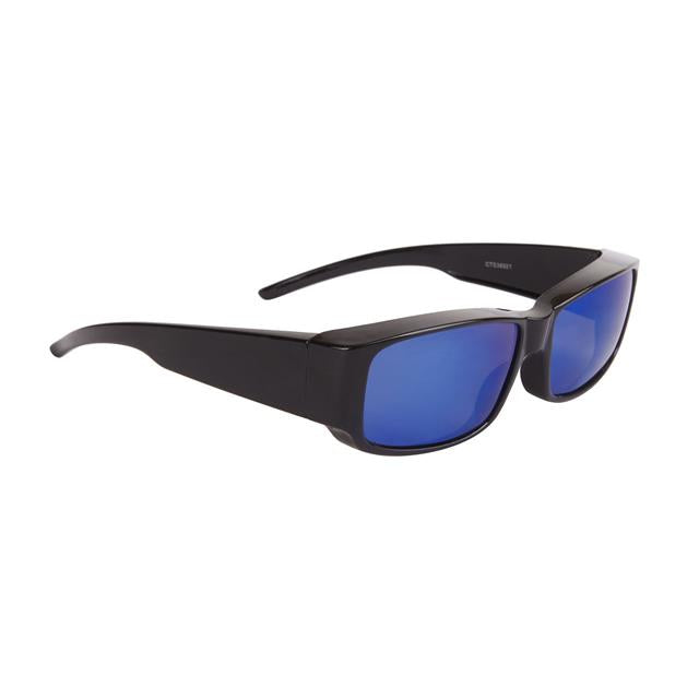 Unisex Mirrored Polarized Cover Over fit over OTG glasses sunglasses. Black Blue Mirror Lens Unbranded 36921-5