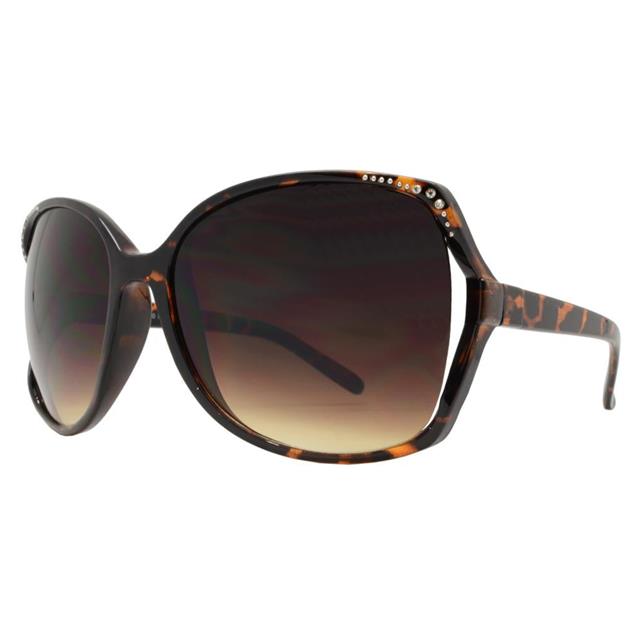 Women's Butterfly Sunglasses with Cut Out Temple and Rhinestones Tortoise Brown Brown Gradient lens Unbranded 4319-e_768693ab-6875-4074-b82b-8918c52275d4