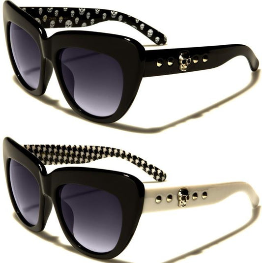 Gothic Skull Logo Big Cat Eye Sunglasses for Women Black Society 5202