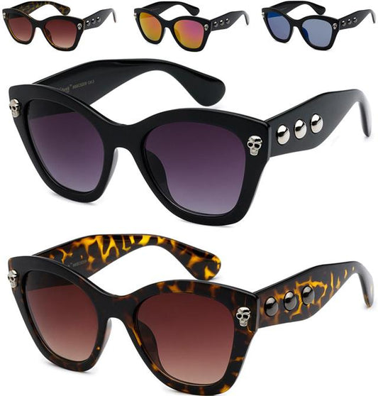 Gothic Skull Logo Cat Eye Emo classic Sunglasses for Women Black Society 5209
