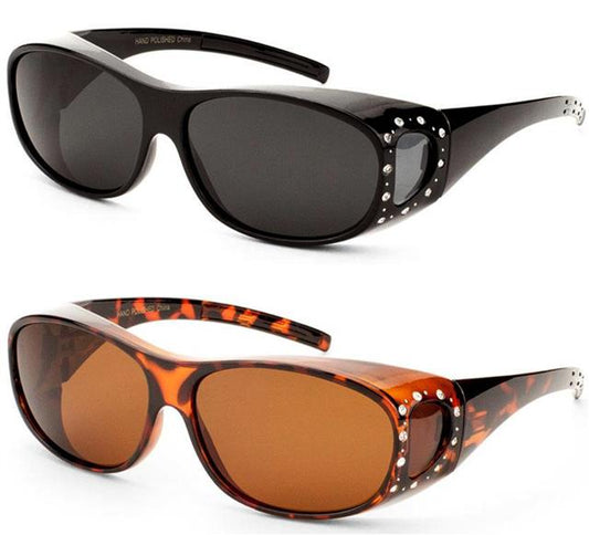 Women's Polarised Fit Over Rhinestone Sunglasses Cover Over Glasses UV400 Unbranded 6825