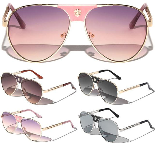 Ladies Designer Inspired Metal Frame Kleo Pilot Sunglasses Kleo 7814