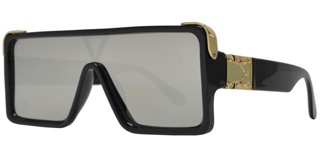 Inspired Shield Style Flat Top Square sunglasses for Men Gloss Black Gold Silver Mirror lens Unbranded 7996f