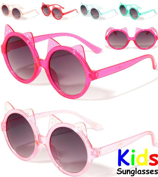 Girl's Glitter Round Cute Ear Sunglasses for Kid's Unbranded 865