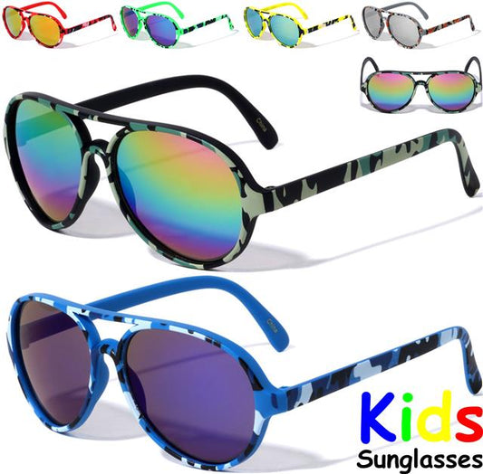 Children's Unisex Camo Pilot style Sunglasses for Boy's and Girl's Unbranded 880