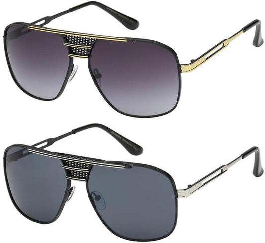Designer Flat Top Shield Retro Pilot Sunglasses for Men Manhattan 88042