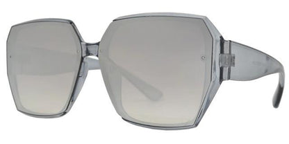 Women's Square Big Butterfly Sunglasses Unbranded 8836e Crystal Grey Smoke Mirror Lens