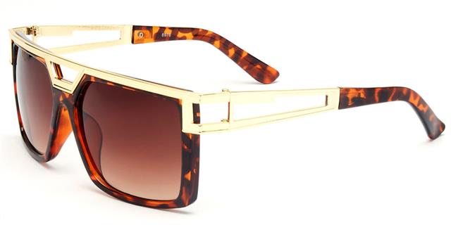 Mens Oversized Flat top Pilot Sunglasses with Gold accented brow bar Unbranded 8976-4