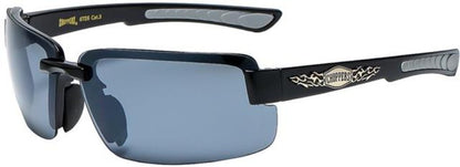 Biker Semi-Rimless Choppers Sports Sunglasses for Men Gloss Black Grey Smoke Lens Choppers 8CP6726-4