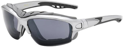 Chopper Motorcycle Riding Goggles Sunglasses for Men Silver Grey Smoke Lens Choppers 8CP929-6