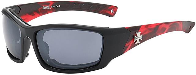 Chopper Motorcycle Riding Flame Goggles Sunglasses Black Red Smoke Lens Choppers 8CP930-6