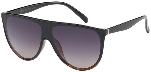 Women's Large Shield Sunglasses Black & Leopard/Gradient Smoke Lens Giselle 8GSL22156e