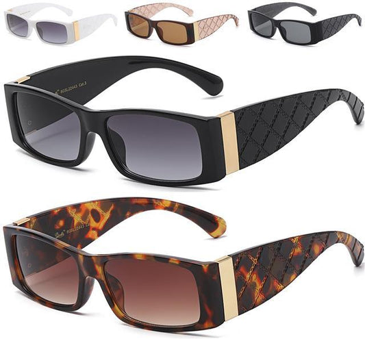 Ladies Small Retro Sunglasses Wrap Around Thick Frames UV400 Giselle 8GSL22443