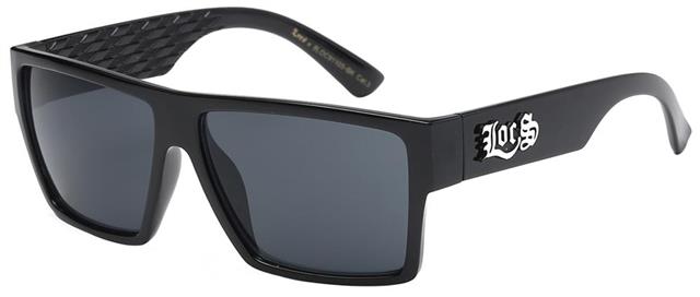 Designer Locs Black Oversized 80's Classic Square Sunglasses for Men Gloss Black Smoke Lens Locs Shades 8LOC91105BK1