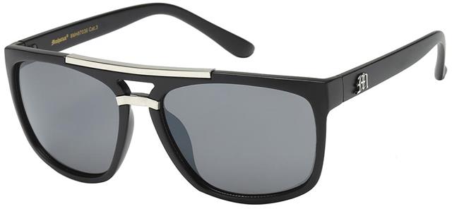 Mens Retro Vintage Classic Brow Bar Sunglasses Matt Black Silver Smoke Lens Manhattan 8MH870363