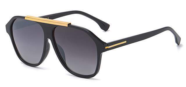 Retro Flat Top Pilot Flat Lens Sunglasses Gloss Black Gold Gradient Smoke Lens Manhattan 8MH87053_6_1800x1800-_1