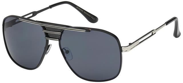 Designer Flat Top Shield Retro Pilot Sunglasses for Men Matt Black Silver Dark Smoke Lens Manhattan 8MH880422
