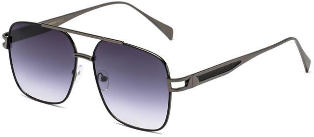 Men's Modern Flat Lens Pilot Sunglasses with Brow Bar Dark Grey Smoke Gradient Lens Manhattan 8MH88051-4
