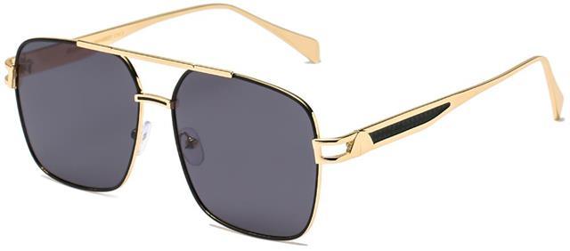 Men's Modern Flat Lens Pilot Sunglasses with Brow Bar Gold Black Smoke Lens Manhattan 8MH88051-5