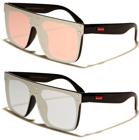 Ibiza Flat Top Large Flat Lens Shield Sunglasses for Men and Women Superior 8SUP82003