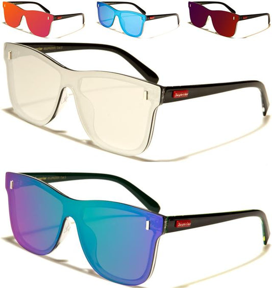 Designer Mirror Flat Lens Visor Shield Sunglasses Superior 8SUP82005