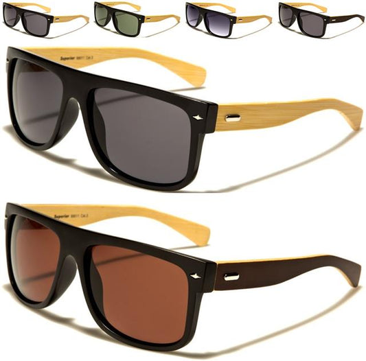 Men's Women's Wooden Bamboo Large Retro Sunglasses Superior 8SUP89011