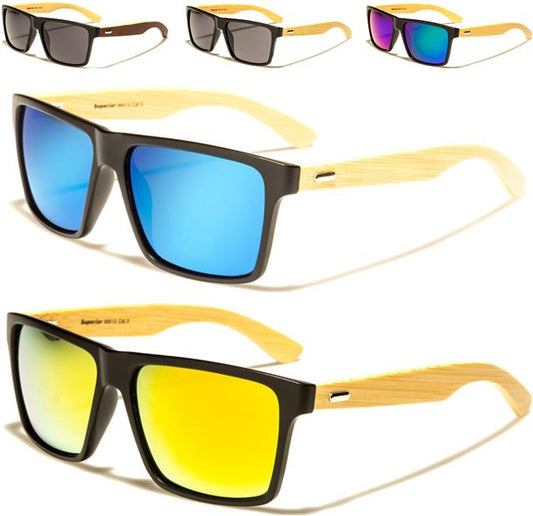 Men's Women's Wooden Bamboo Classic Retro Mirrored Sunglasses Superior 8SUP89013