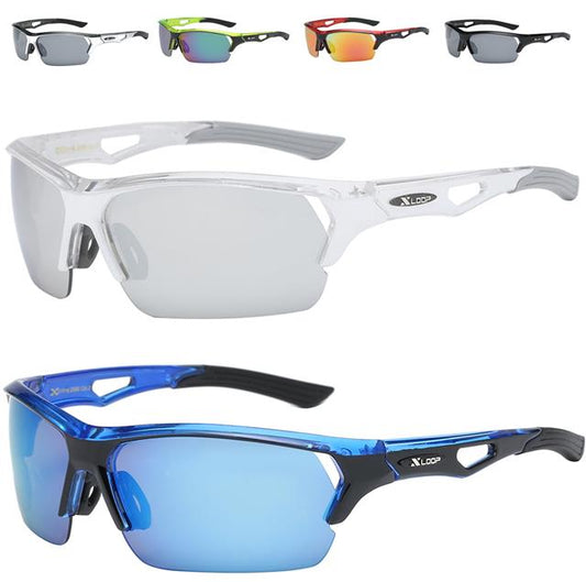 Men's Semi-Rimless sports Running Cycling Xloop Mirrored Sunglasses X-Loop 8X2560