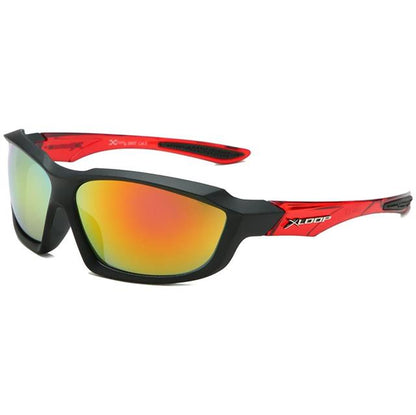 Men's Extreme sports Running Cycling Xloop Mirrored Sunglasses Matt Black Red Orange Mirror Lens X-Loop 8X26021-_1