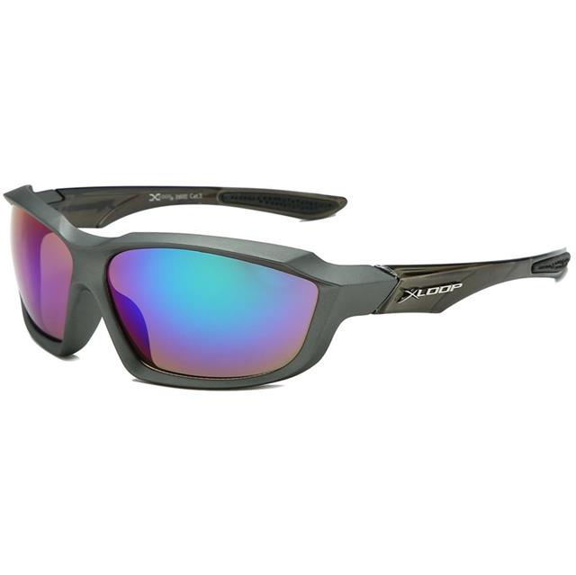 Men's Extreme sports Running Cycling Xloop Mirrored Sunglasses Dark Grey Black Green Blue Mirror Lens X-Loop 8X26023-_1