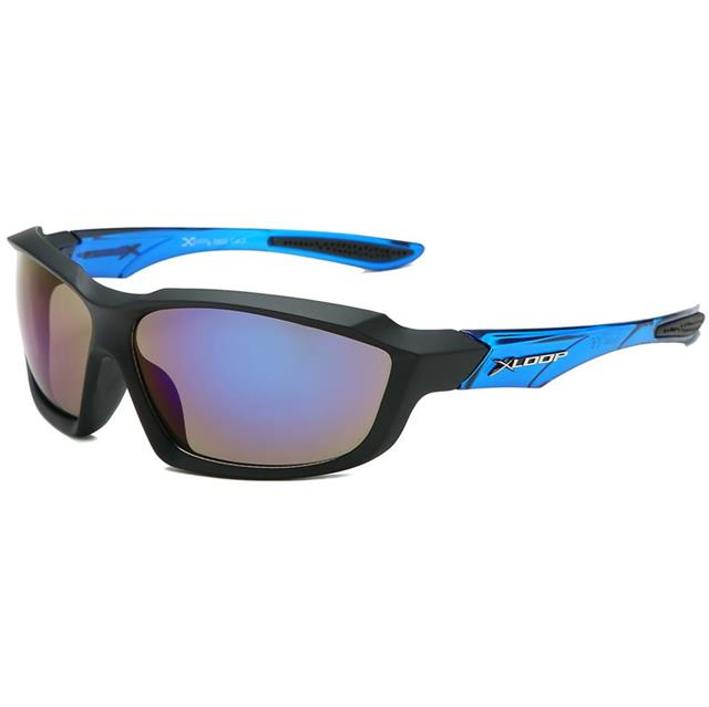 Men's Extreme sports Running Cycling Xloop Mirrored Sunglasses X-Loop 8X26026 Matt Black Blue Blue Mirror Lens