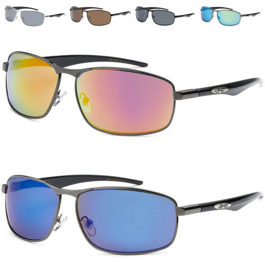 Men's Wrap around sports Metal Xloop Mirrored Sunglasses X-Loop 8XL1362A