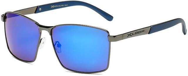 Mirrored Oversized Men's sports Xloop Pilot Metal Sunglasses Dark Grey Black Blue Mirror x-loop 8XL1462-2