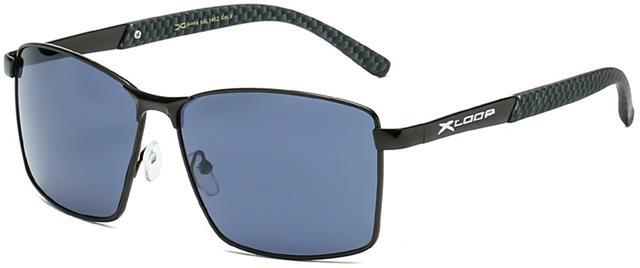 Mirrored Oversized Men's sports Xloop Pilot Metal Sunglasses Black Carbon Print Smoke Lens x-loop 8XL1462-3