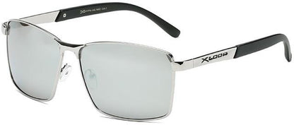 Mirrored Oversized Men's sports Xloop Pilot Metal Sunglasses Silver Black Silver Mirror Lens x-loop 8XL1462-5