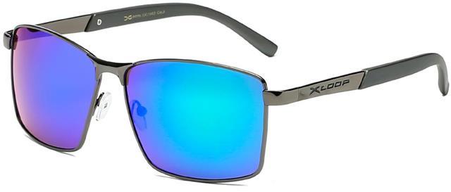 Mirrored Oversized Men's sports Xloop Pilot Metal Sunglasses Dark Grey Black Green & Blue Mirror Lens x-loop 8XL1462-6