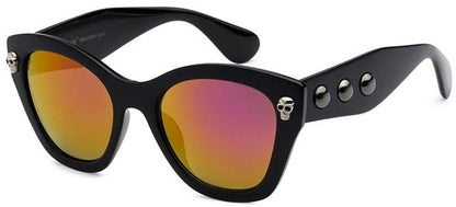 Gothic Skull Logo Cat Eye Emo classic Sunglasses for Women Black Orange Mirror Lens Black Society 8bsc52092