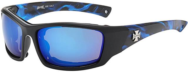 Chopper Motorcycle Riding Flame Goggles Sunglasses Black Blue Blue Mirror Lens Choppers 8cp930-4