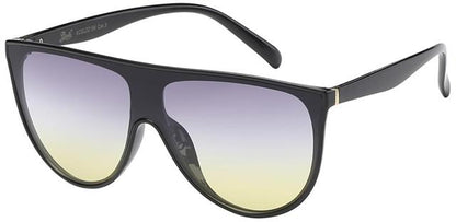 Women's Large Shield Sunglasses Black/Blue & Yellow Gradient Lens Giselle 8gsl22156f
